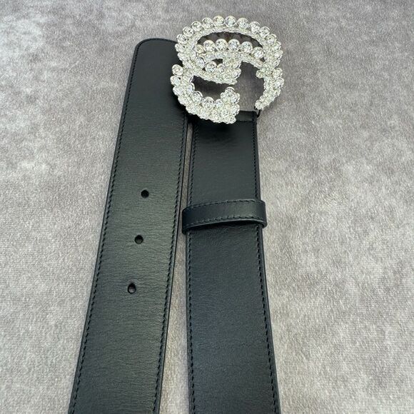 Gucci Marmont Wide Double Gg Crystal Embellished Belt 582100 95/38 - Picture 7 of 11